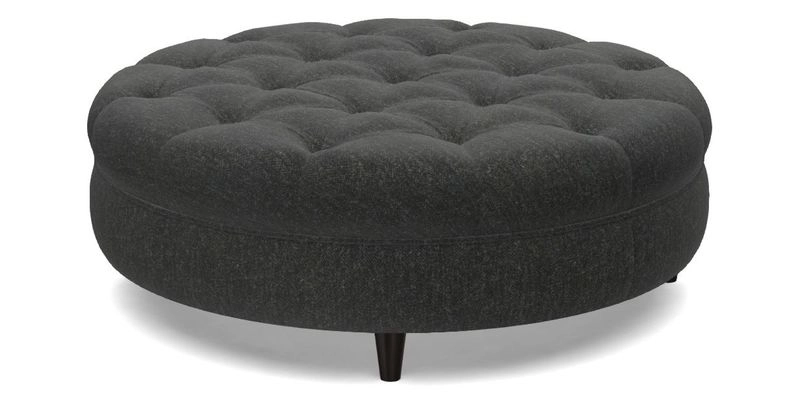 Helmsley Round Footstool in Linwood Omega Velvet Navy