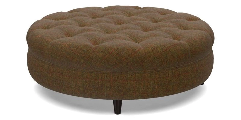 Helmsley Round Footstool in Linwood Omega Velvet Navy