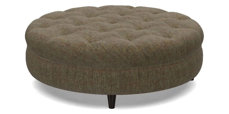 Helmsley Round Footstool in Linwood Omega Velvet Navy