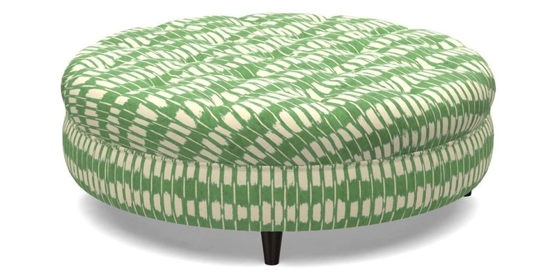 Helmsley Round Footstool in Linwood Omega Velvet Navy