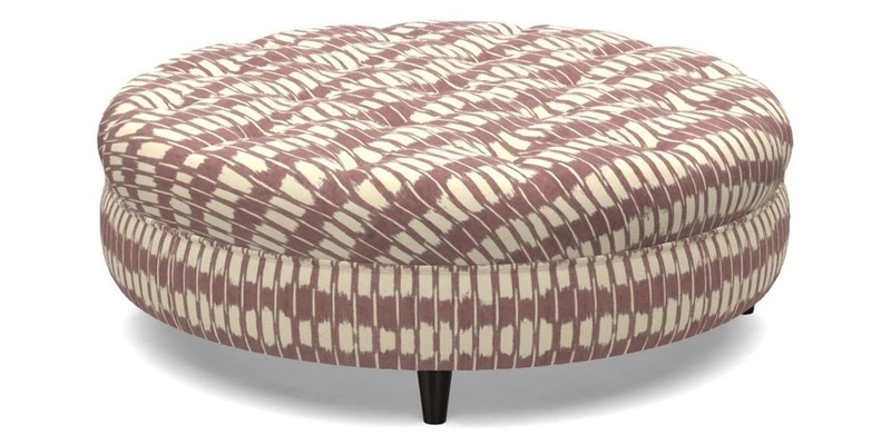 Helmsley Round Footstool in Linwood Omega Velvet Navy