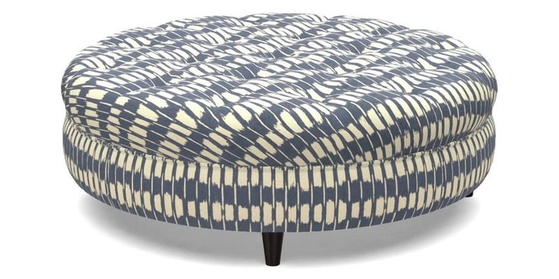 Helmsley Round Footstool in Linwood Omega Velvet Navy