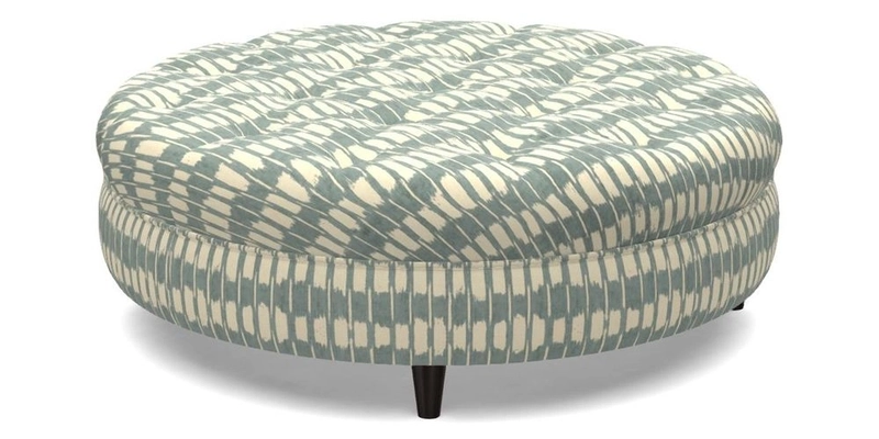 Helmsley Round Footstool in Linwood Omega Velvet Navy