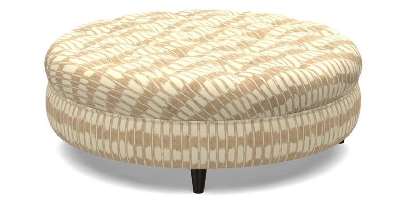 Helmsley Round Footstool in Linwood Omega Velvet Navy