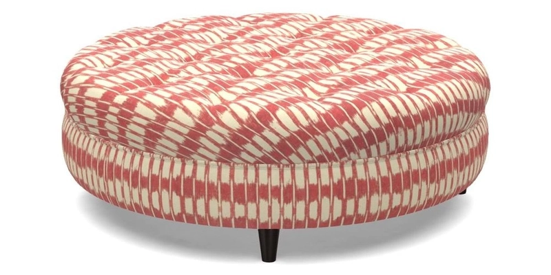 Helmsley Round Footstool in Linwood Omega Velvet Navy