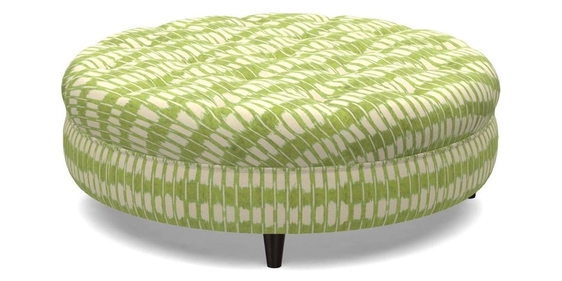 Helmsley Round Footstool in Linwood Omega Velvet Navy