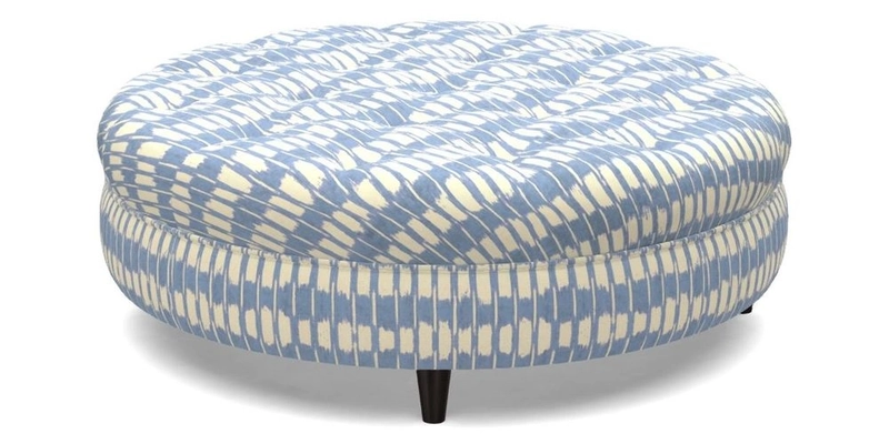 Helmsley Round Footstool in Linwood Omega Velvet Navy