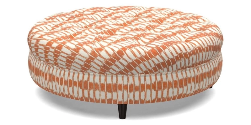 Helmsley Round Footstool in Linwood Omega Velvet Navy