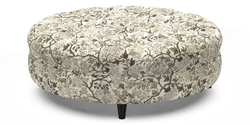 Helmsley Round Footstool in Linwood Omega Velvet Navy