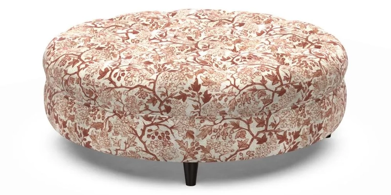 Helmsley Round Footstool in Linwood Omega Velvet Navy