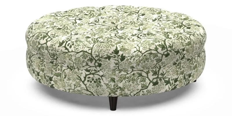 Helmsley Round Footstool in Linwood Omega Velvet Navy