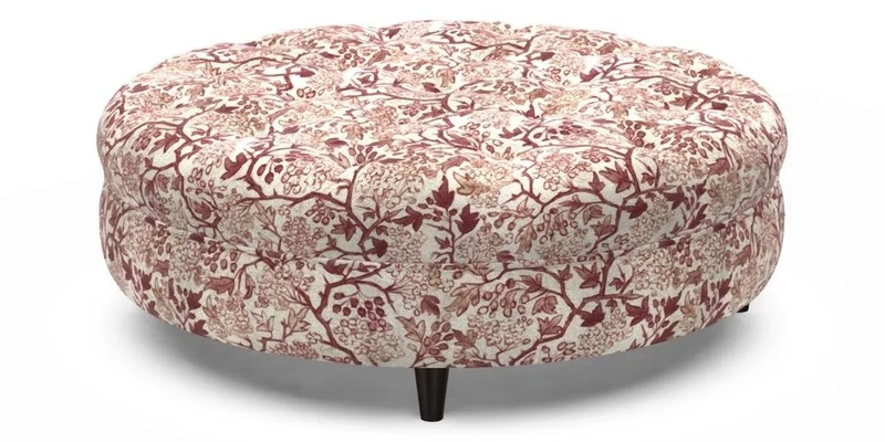 Helmsley Round Footstool in Linwood Omega Velvet Navy