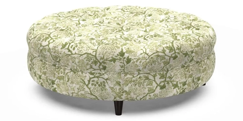 Helmsley Round Footstool in Linwood Omega Velvet Navy