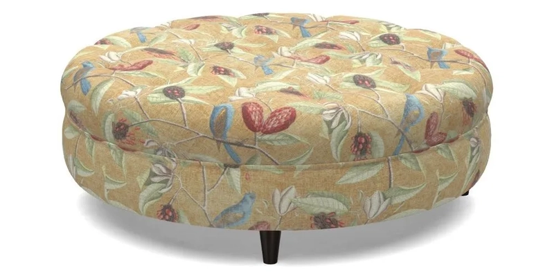 Helmsley Round Footstool in Linwood Omega Velvet Navy