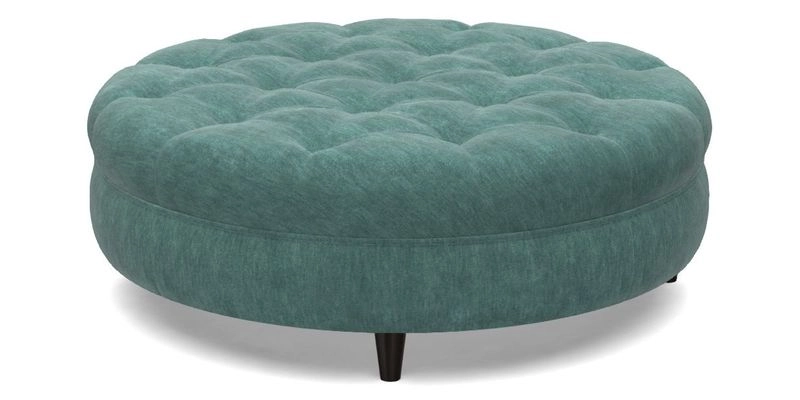 Helmsley Round Footstool in Linwood Omega Velvet Navy