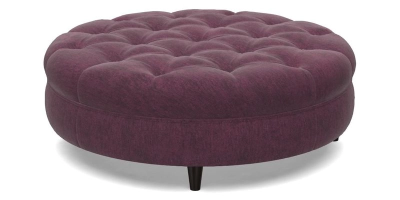 Helmsley Round Footstool in Linwood Omega Velvet Navy