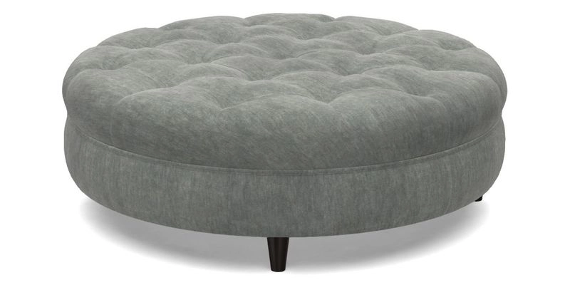 Helmsley Round Footstool in Linwood Omega Velvet Navy