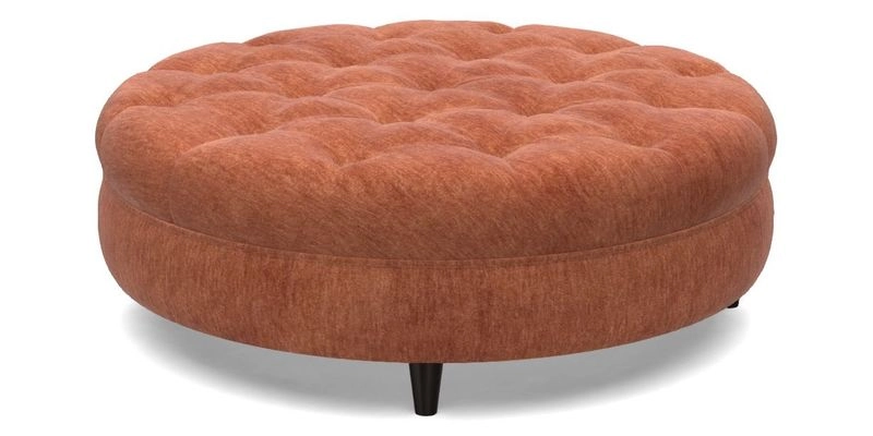 Helmsley Round Footstool in Linwood Omega Velvet Navy