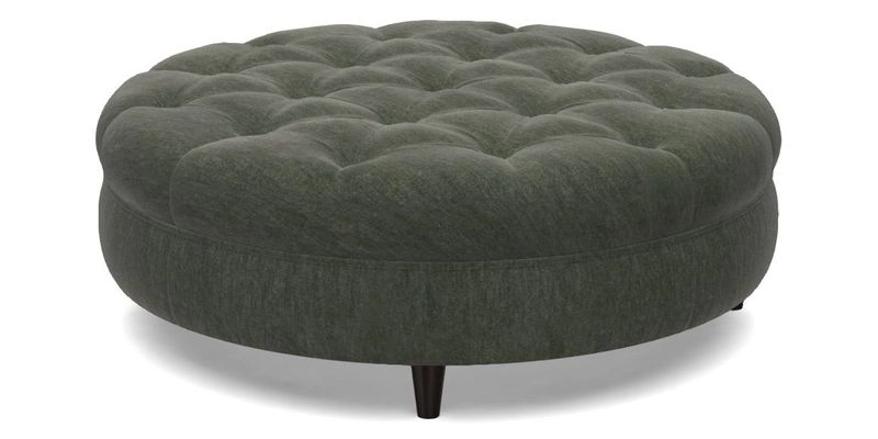 Helmsley Round Footstool in Linwood Omega Velvet Navy