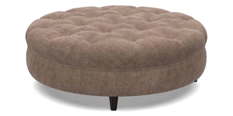 Helmsley Round Footstool in Linwood Omega Velvet Navy