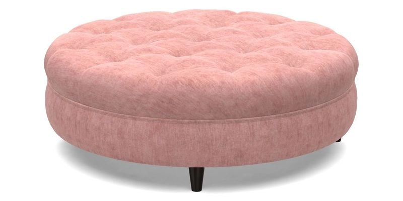 Helmsley Round Footstool in Linwood Omega Velvet Navy