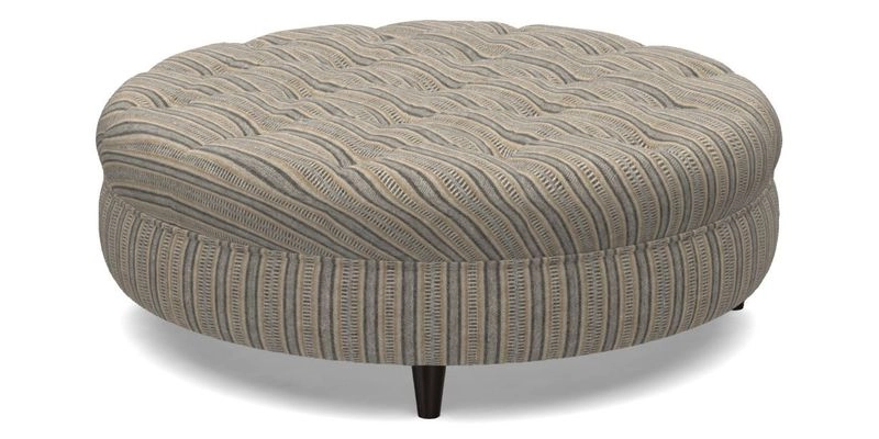 Helmsley Round Footstool in Linwood Omega Velvet Navy