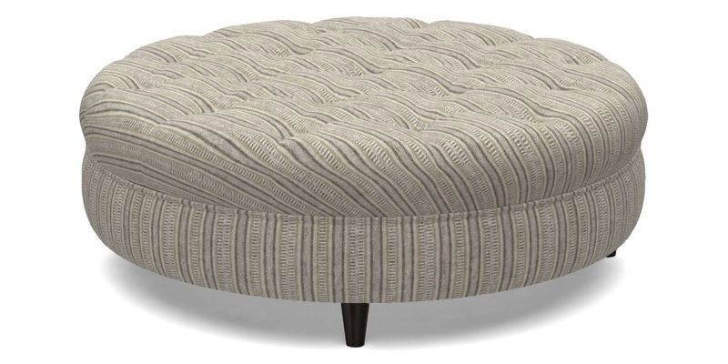 Helmsley Round Footstool in Linwood Omega Velvet Navy
