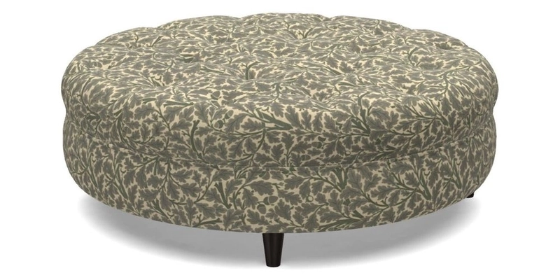 Helmsley Round Footstool in Linwood Omega Velvet Navy