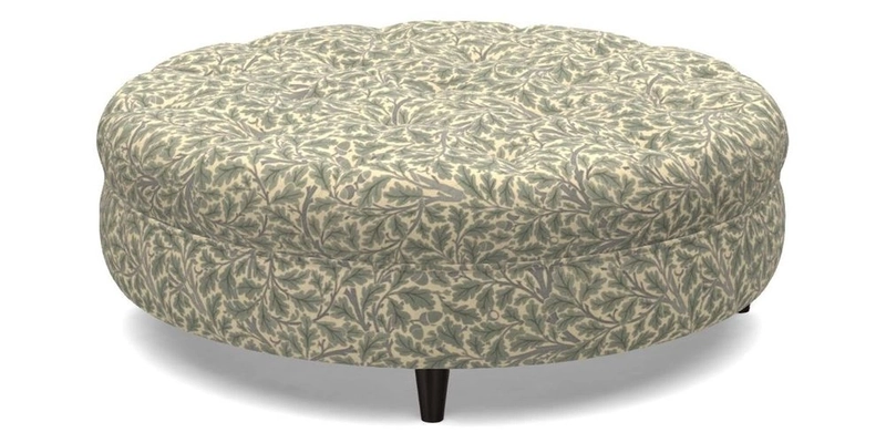 Helmsley Round Footstool in Linwood Omega Velvet Navy
