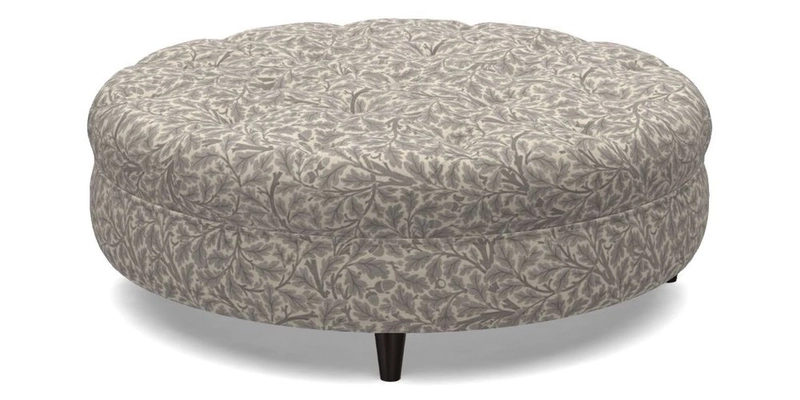 Helmsley Round Footstool in Linwood Omega Velvet Navy
