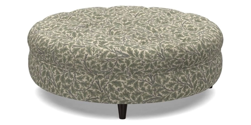 Helmsley Round Footstool in Linwood Omega Velvet Navy