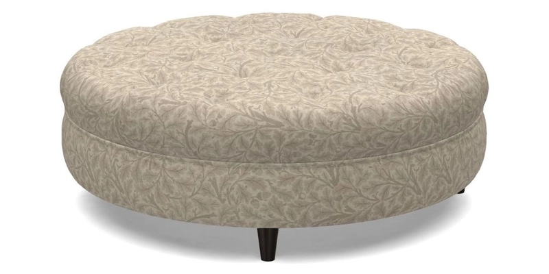 Helmsley Round Footstool in Linwood Omega Velvet Navy