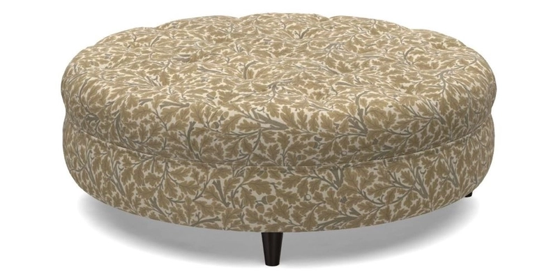 Helmsley Round Footstool in Linwood Omega Velvet Navy