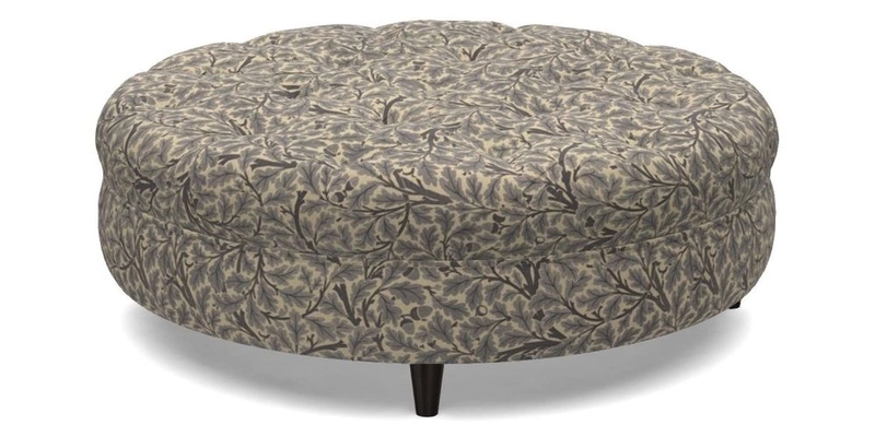 Helmsley Round Footstool in Linwood Omega Velvet Navy