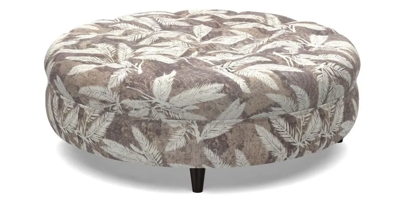Helmsley Round Footstool in Linwood Omega Velvet Navy