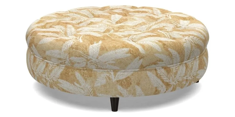 Helmsley Round Footstool in Linwood Omega Velvet Navy