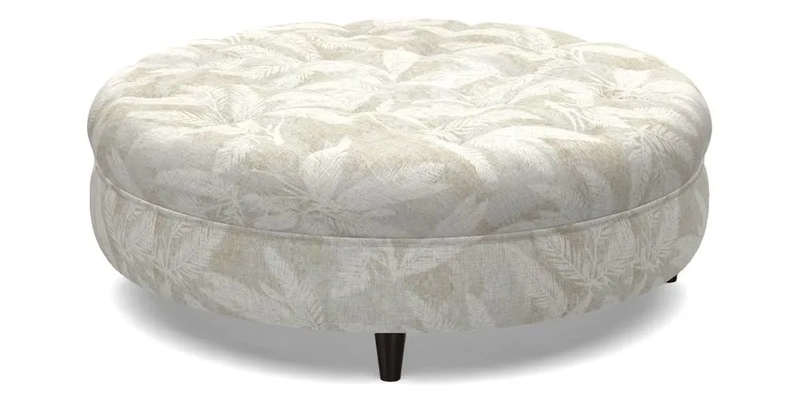 Helmsley Round Footstool in Linwood Omega Velvet Navy