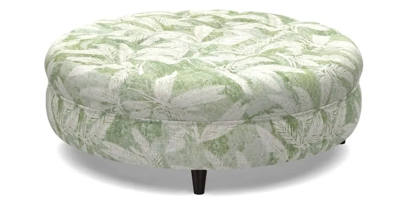 Helmsley Round Footstool in Linwood Omega Velvet Navy