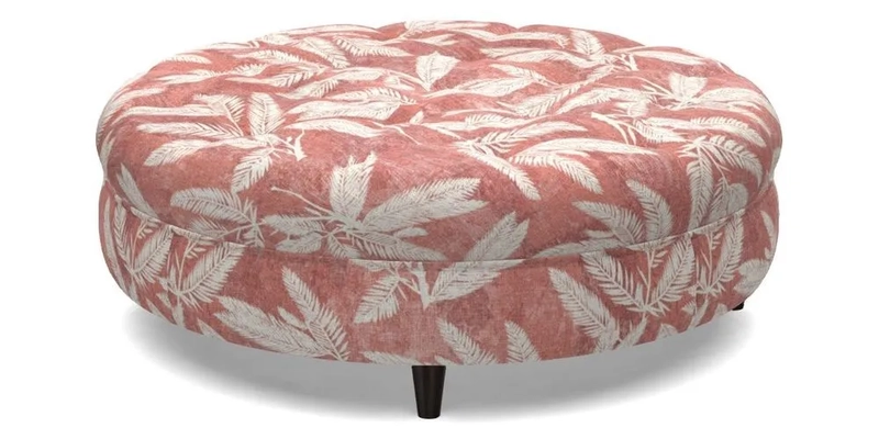 Helmsley Round Footstool in Linwood Omega Velvet Navy