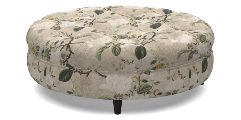 Helmsley Round Footstool in Linwood Omega Velvet Navy
