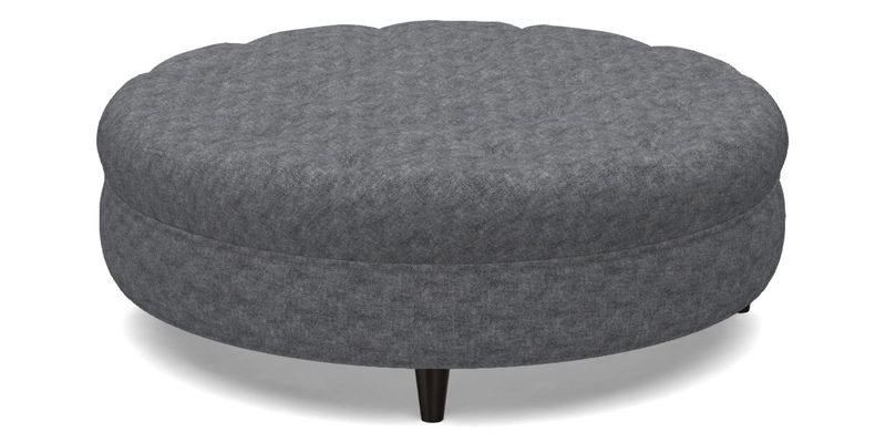 Helmsley Round Footstool in Linwood Omega Velvet Navy