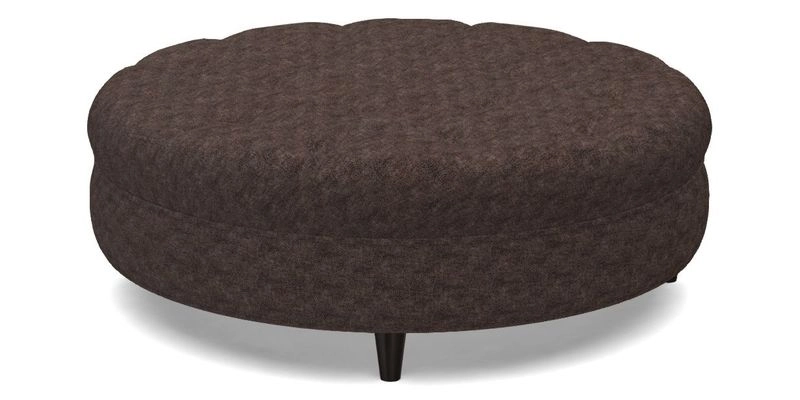 Helmsley Round Footstool in Linwood Omega Velvet Navy