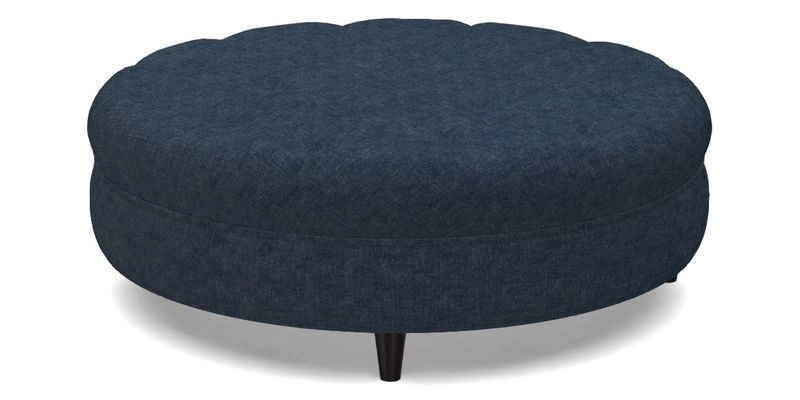 Helmsley Round Footstool in Linwood Omega Velvet Navy