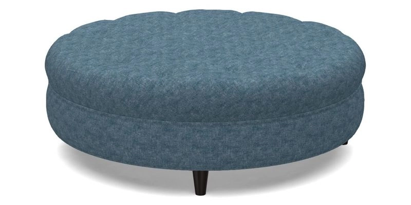 Helmsley Round Footstool in Linwood Omega Velvet Navy