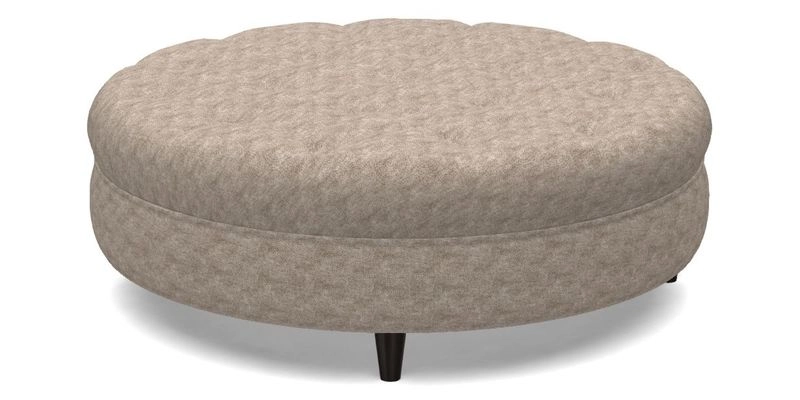 Helmsley Round Footstool in Linwood Omega Velvet Navy