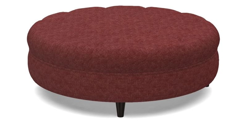 Helmsley Round Footstool in Linwood Omega Velvet Navy