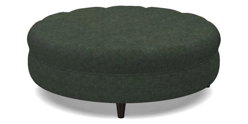 Helmsley Round Footstool in Linwood Omega Velvet Navy