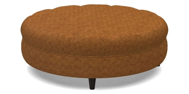 Helmsley Round Footstool in Linwood Omega Velvet Navy