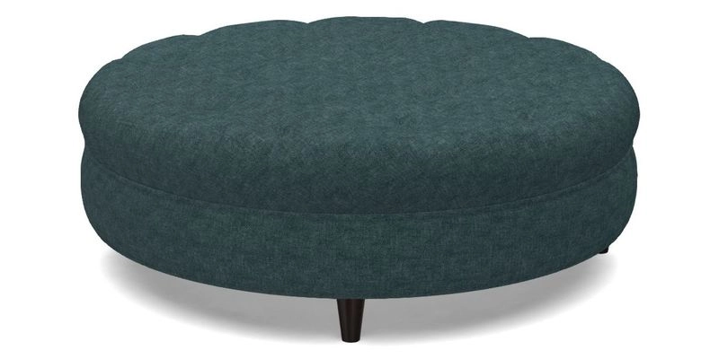 Helmsley Round Footstool in Linwood Omega Velvet Navy