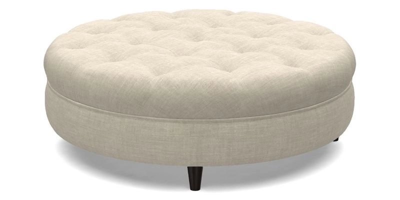 Helmsley Round Footstool in Linwood Omega Velvet Navy